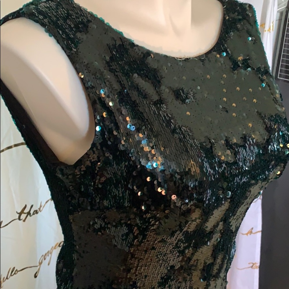Dress the population; emerald green Sequin dress